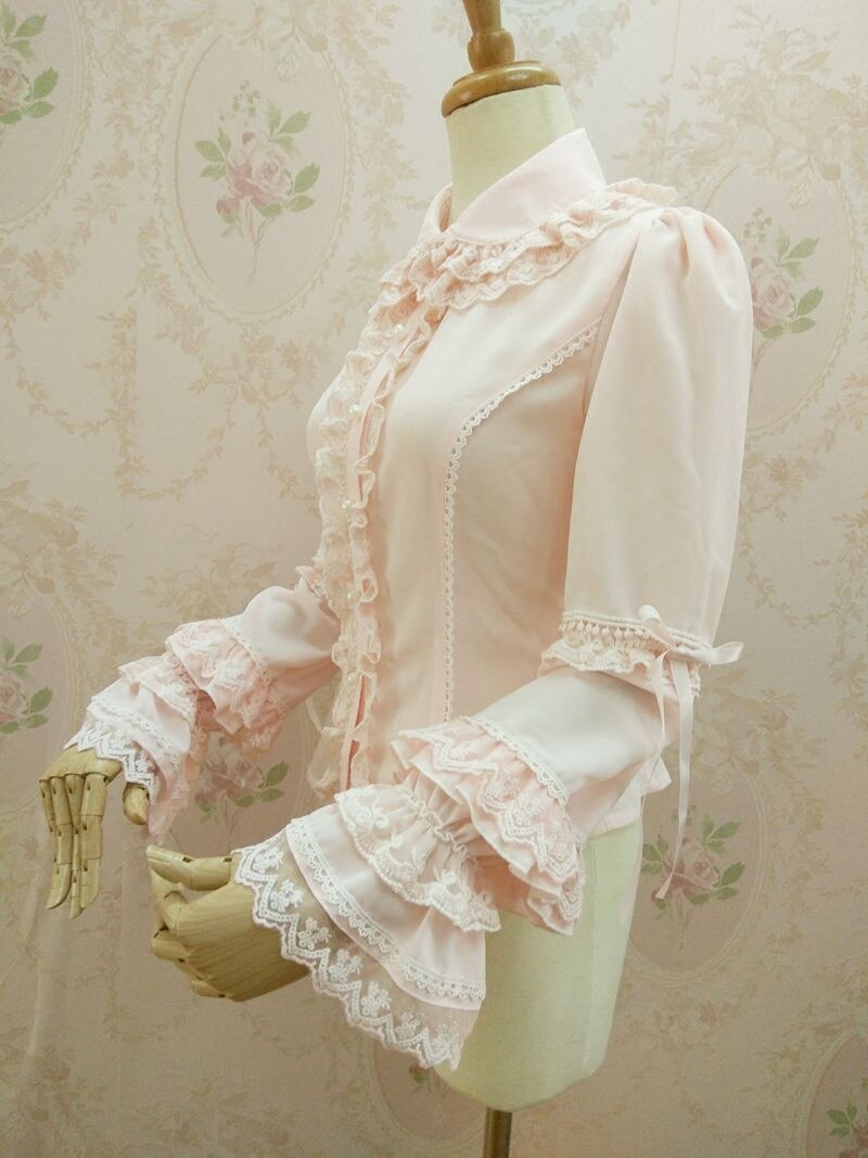 New Sweet Lolita Blouse with Double Layered Lace Collar Classic Women's  Shirt