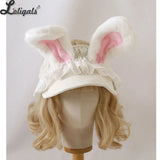 Sweet Women's Sun Hat Cute Rabbit Ear Lolita Baseball Cap Warm Winter Plush Beach Hats