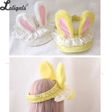 Sweet Women's Sun Hat Cute Rabbit Ear Lolita Baseball Cap Warm Winter Plush Beach Hats