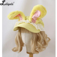 Sweet Women's Sun Hat Cute Rabbit Ear Lolita Baseball Cap Warm Winter Plush Beach Hats