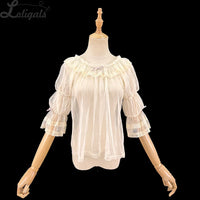 Sheer Lolita Top Sweet Half Sleeve Round Neck Lolita Blouse