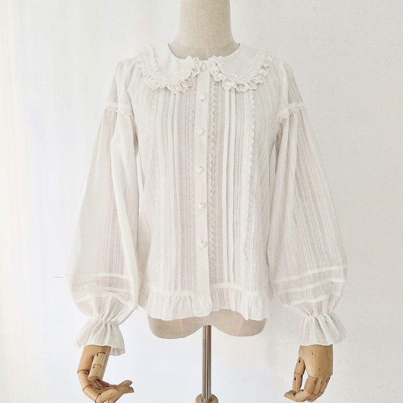 White Peter Pan Collar Long Sleeve Blouse