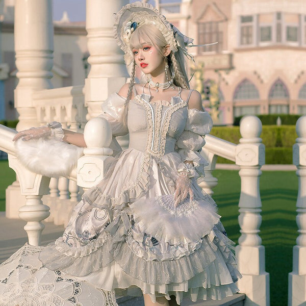 Elegant Long Sleeve Qi Lolita Dress With Shoulder Cover -  Canada