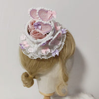 Sweet Mini Top Hat Heart Fascinator Rococo Hair Clip