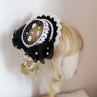 Sweet Net Mini Hat Lolita Hair Clip with Bow Flat Hat