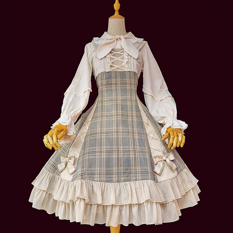 Old Day Memory Elegant Plaid Lolita JSK Dress by Infanta