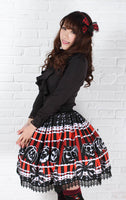 Original Design Lolita Sweet Princess Black Halloween Pumpkin Little Devil Printed Short Skirt