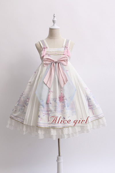 Returning Crane ~ Printed Kinomo Style Lolita JSK Dress by Alice Girl