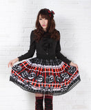 Original Design Lolita Sweet Princess Black Halloween Pumpkin Little Devil Printed Short Skirt