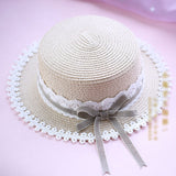 Mori Girl Sweet Lolita Sunhat Plaid Straw Caps Beautiful Sun Hat