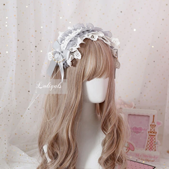 Japanese Lolita Mori Girl Lace Bow Sweet Headband Hair Accessories Headwear  Cute
