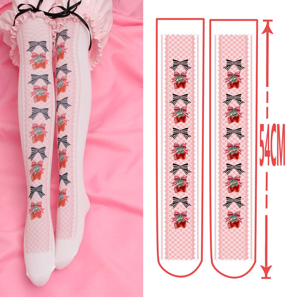 Sweet Printed Lolita Long Stockings Cute Mori Girl Thigh High Tights