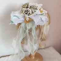 Sweet Lolita Fascinator Hat with Rosettes & Chain