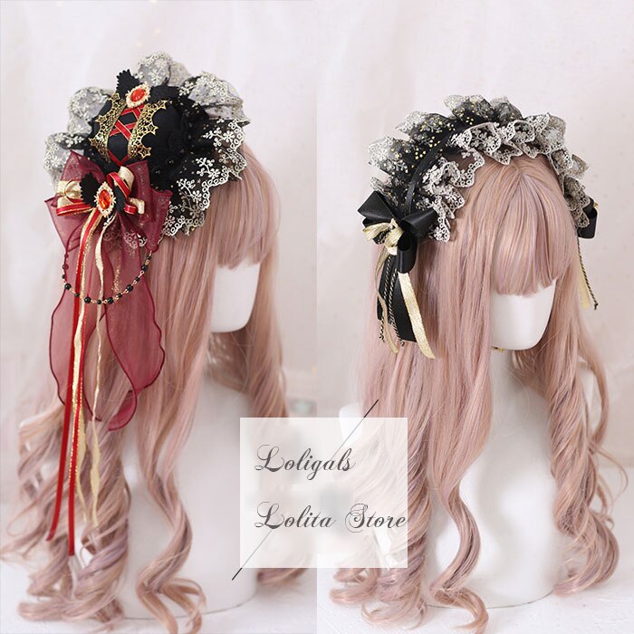 Lolita accessories headwear black pink girl headband hair