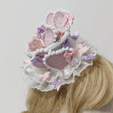 Sweet Mini Top Hat Heart Fascinator Rococo Hair Clip