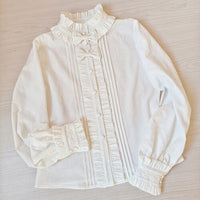 White Long Sleeve Cotton Shirt Stand Collar Lolita Blouse