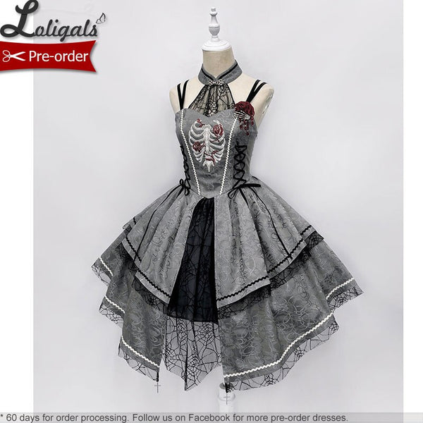 Broken Heart ~ Gothic Lolita Dress Asymmetrical Midi Party Dress