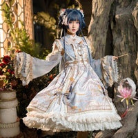 Flying White Cranes ~ Tranditional Chinese Style Cold Shoulder Lolita OP Dress by OCELOT